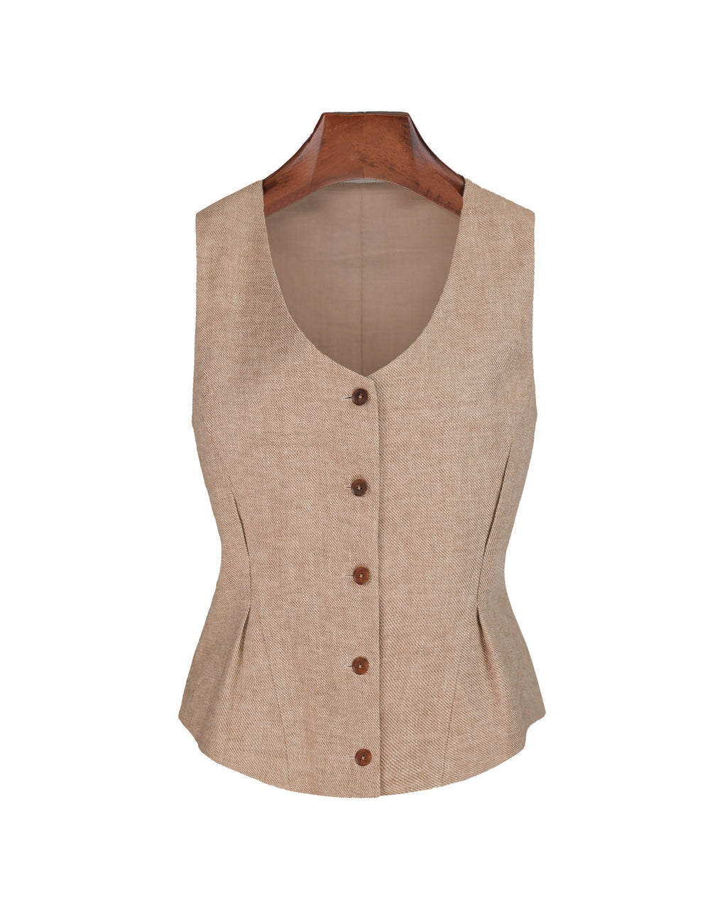 Vintage Linen U-Neck Waist-Cinching Vest Suitpure