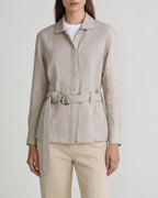 Hippie Textured Linen Blouse with Self-Tie Belt Suitpure