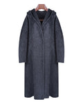 Hooded Yak Wool Coat in Black-Grey Suitpure