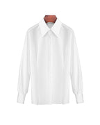 Plain White Flowing Waist-Cinching Blouse | Seamless Drape Suitpure
