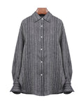 Linen Stripe Top with Fluid Trousers Suitpure