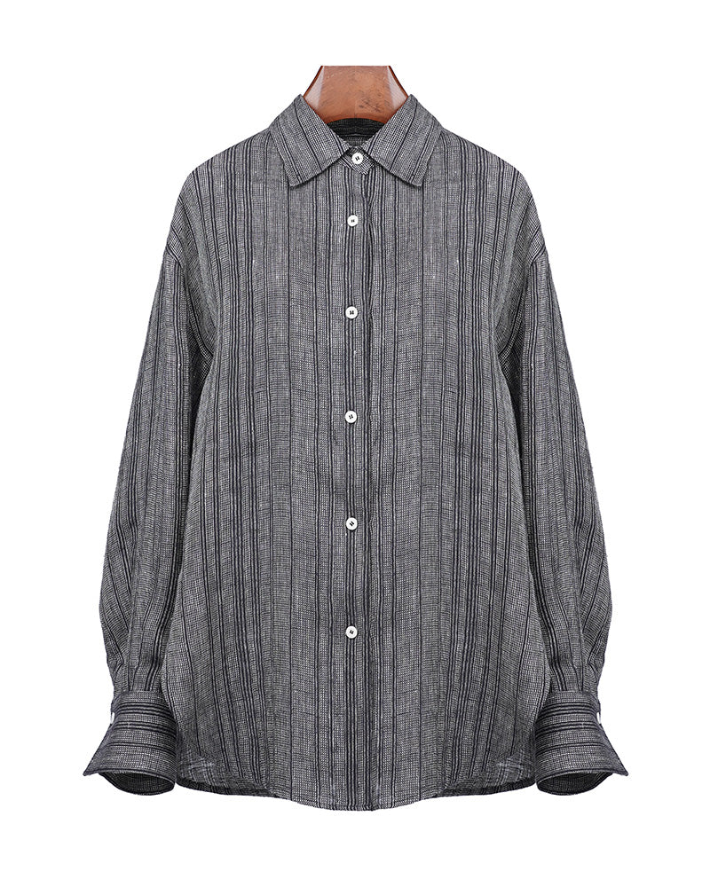 Linen Stripe Top with Fluid Trousers