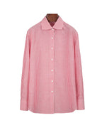 Red Linen Cotton French Collar Blouse Suitpure