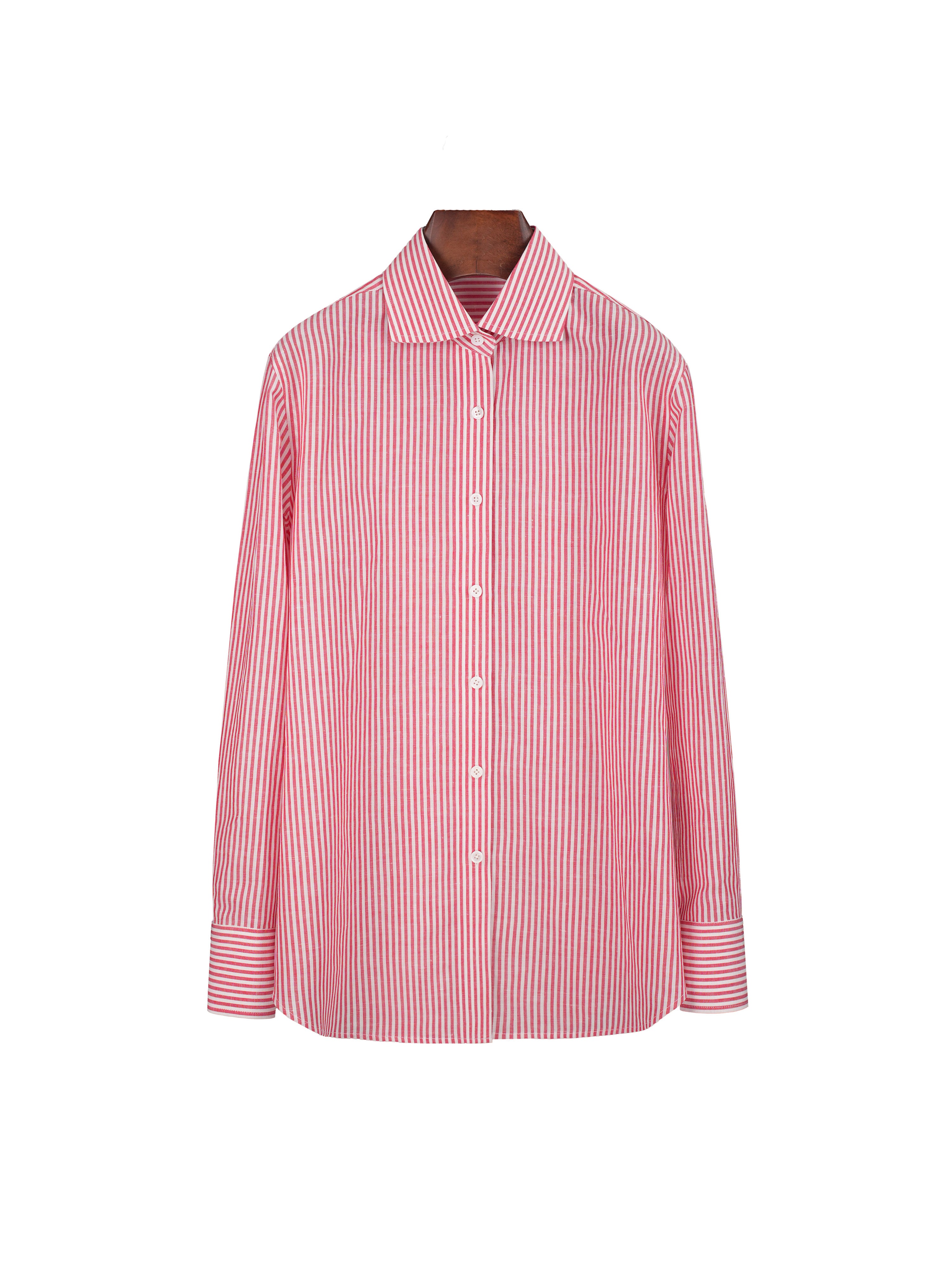 Red Linen Cotton French Collar Blouse Suitpure