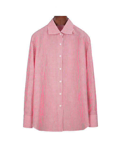 Red Linen Cotton French Collar Blouse Suitpure