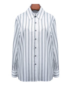 Striped Tencel Cotton Lapel Collar Shirt Suitpure