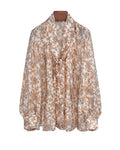 Women's Bow Tie Lantern Tencel & Viscose Floral Print Blouse Suitpure