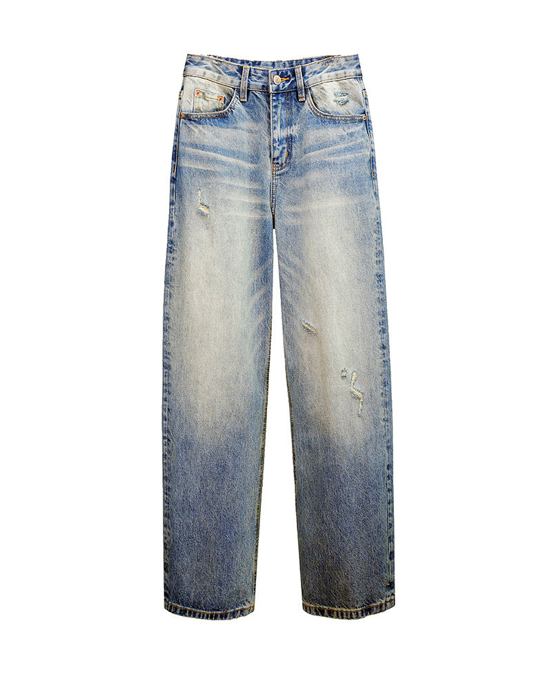 Cloud-Dyed Straight Jeans in Mist Blue Wash Suitpure