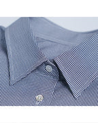 Navy Blue Small Check Cotton Minimalist Shirt Suitpure