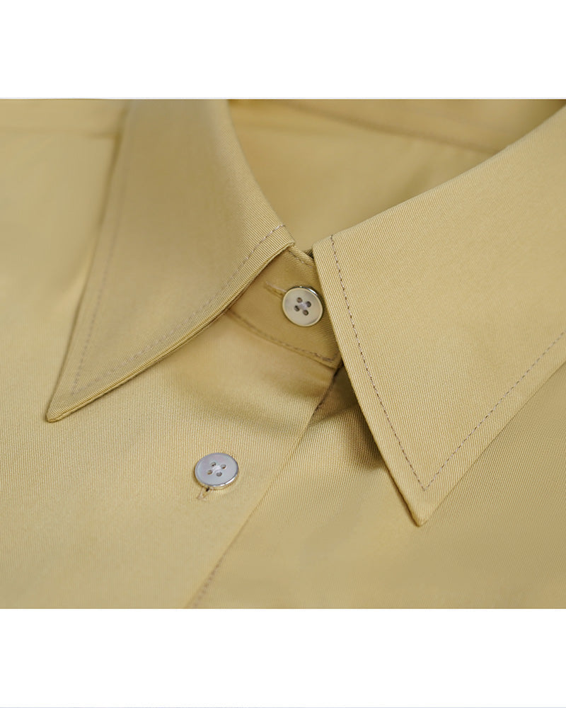 Ginger Yellow Bamboo Cotton Slight Stretch Tailored Shirt Suitpure