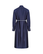 Navy blue stand-up collar zip-up dress