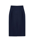 Deep Ocean Blue Minimal Cut Commuter Midi Skirt
