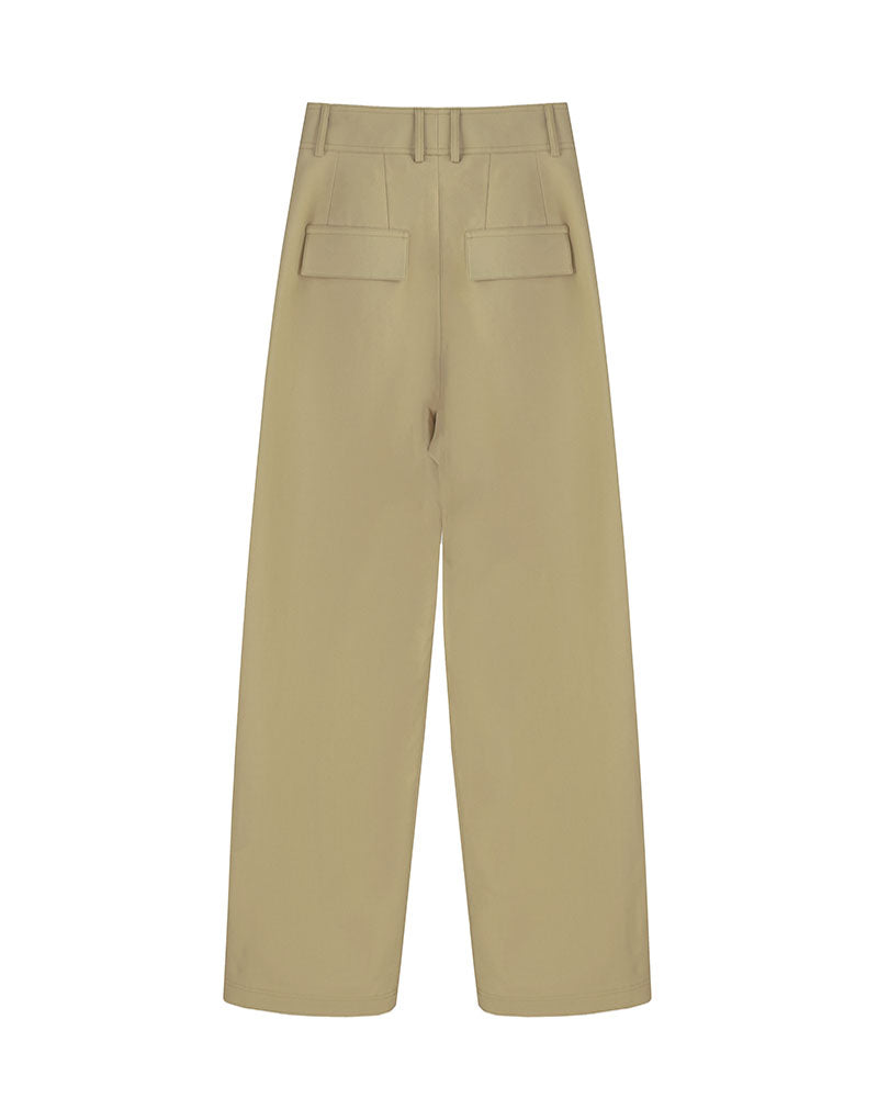 Khaki Sculptural Silhouette Casual Trousers