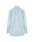 Sky Blue Textured Scarf Collar Blouse