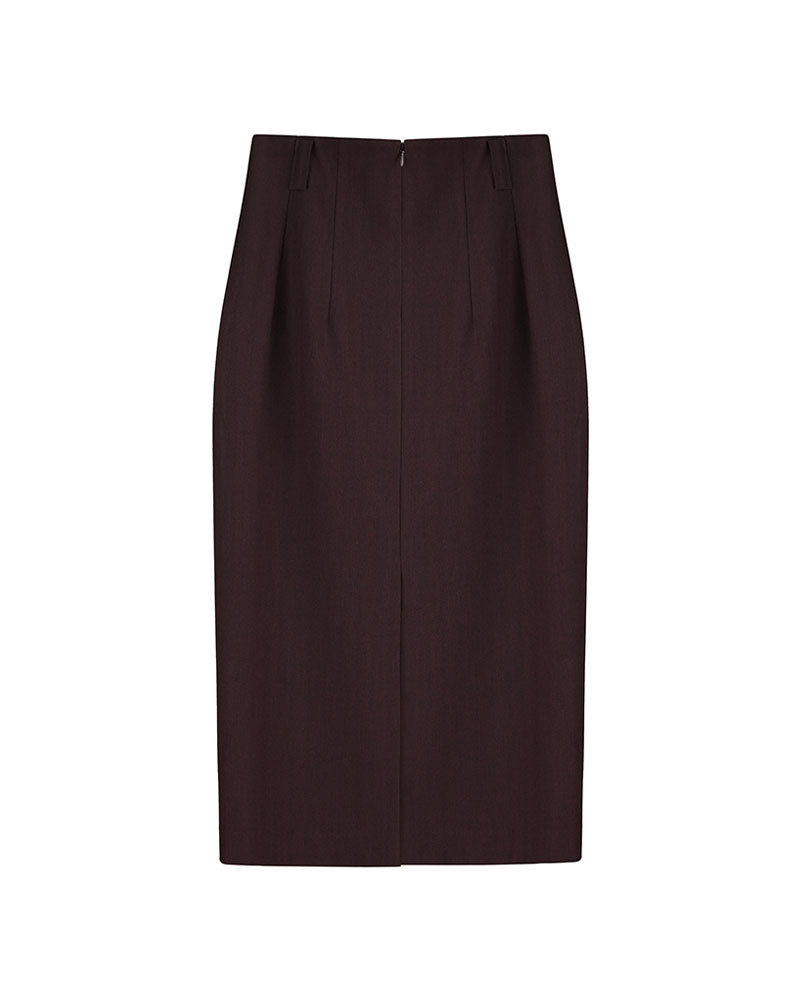 Integrated Waist Boned Textured Midi Skirt