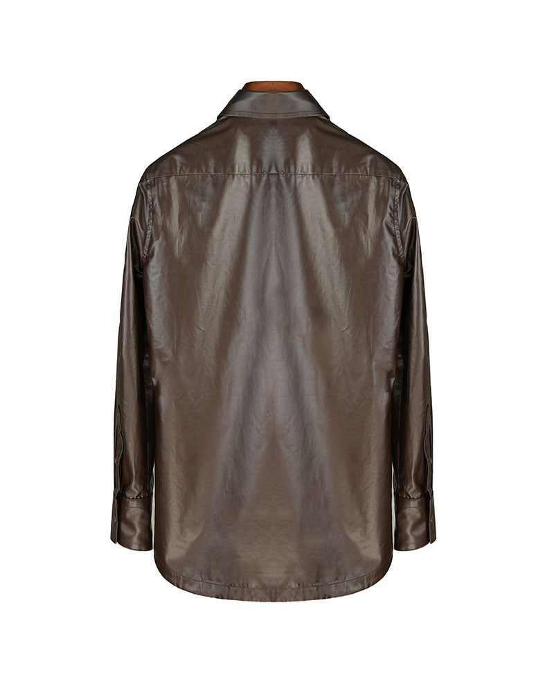 Ebony Brown Wax-Finish Textured Blouse