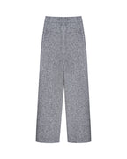 Black White Houndstooth Slub Linen High-Rise Wide-Leg Trousers Suitpure