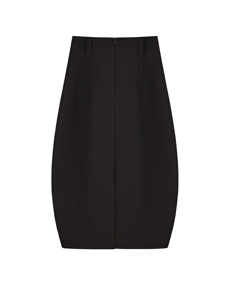 Ebony Brown Tulip Voluminous Midi Skirt