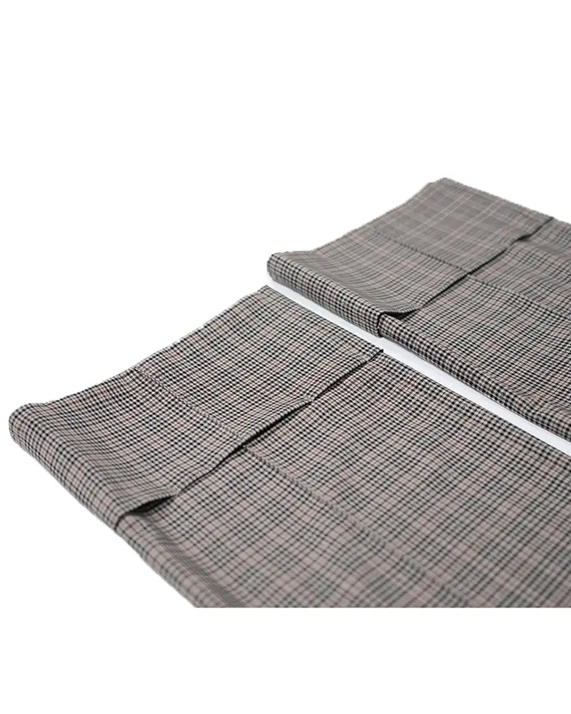 Gray & Brown Check Wide-Leg Trousers Suitpure