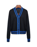Color Block Cable Knit Cardigan in V-Neck Suitpure