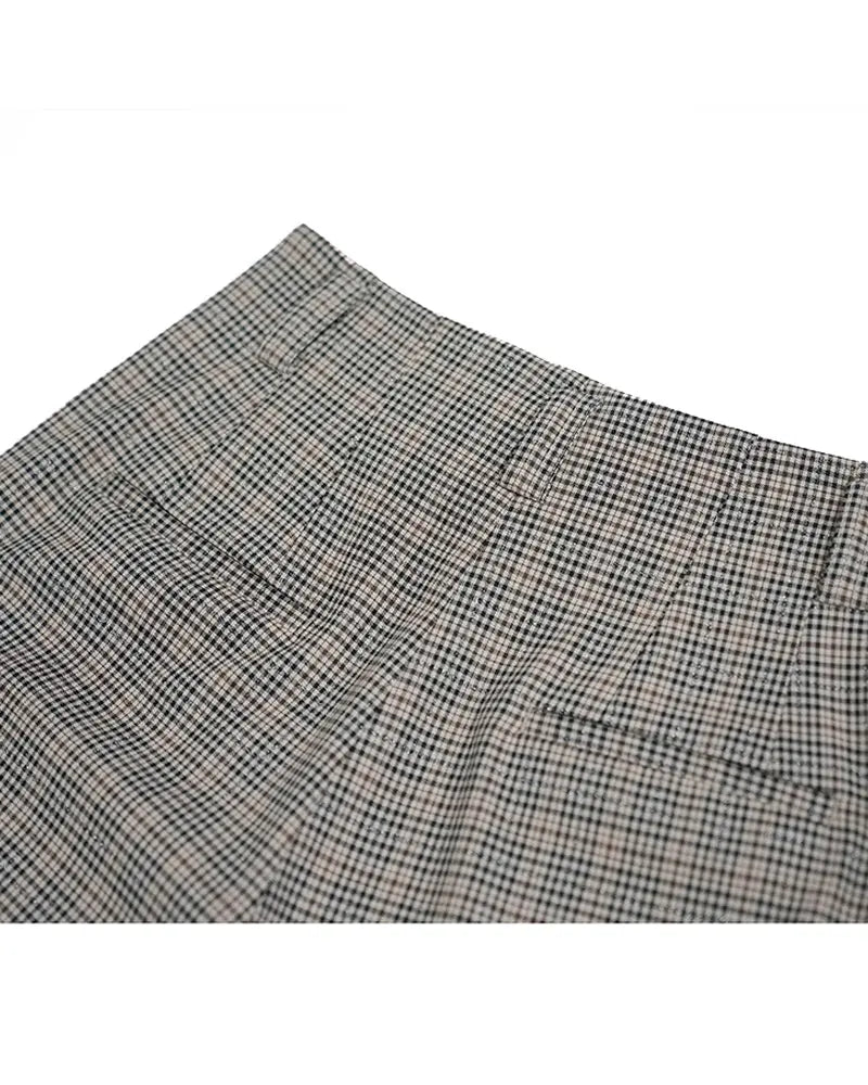Gray & Brown Check Wide-Leg Trousers Suitpure