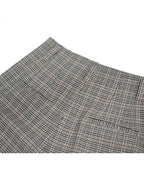 Gray & Brown Check Wide-Leg Trousers Suitpure