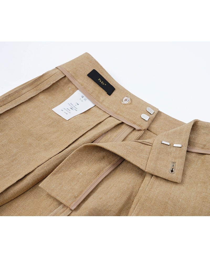 Relaxed Fit Linen Pants in Butter Yellow Suitpure
