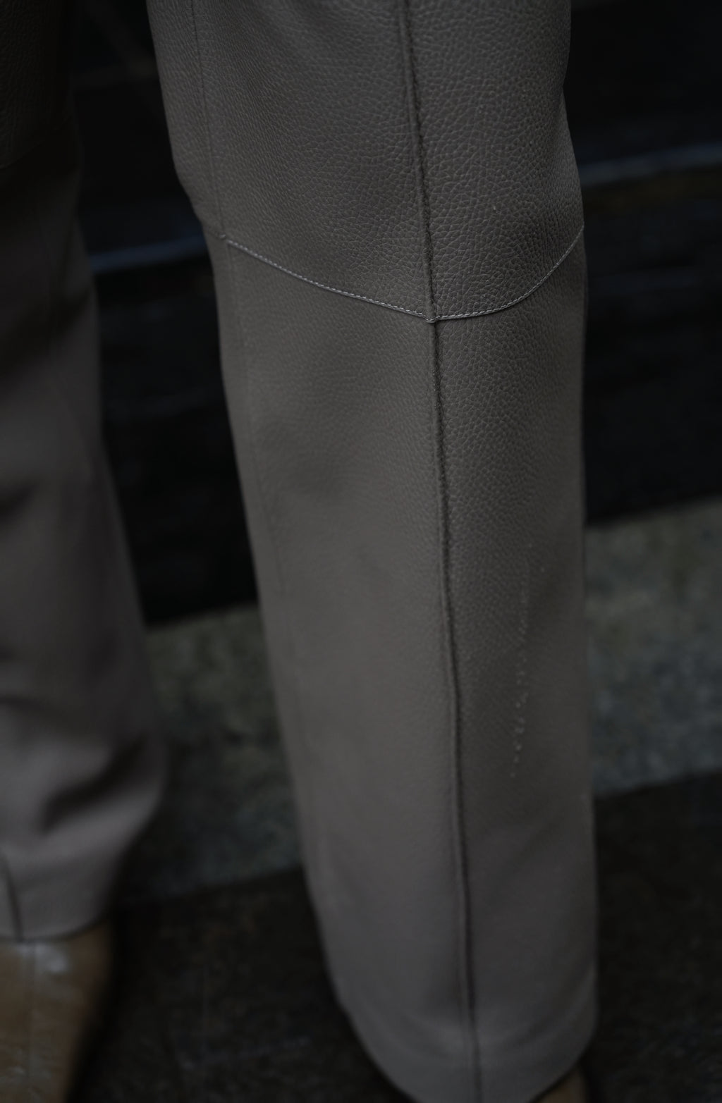 Mandarin Collar Crop Leather Jacket & Pants Set