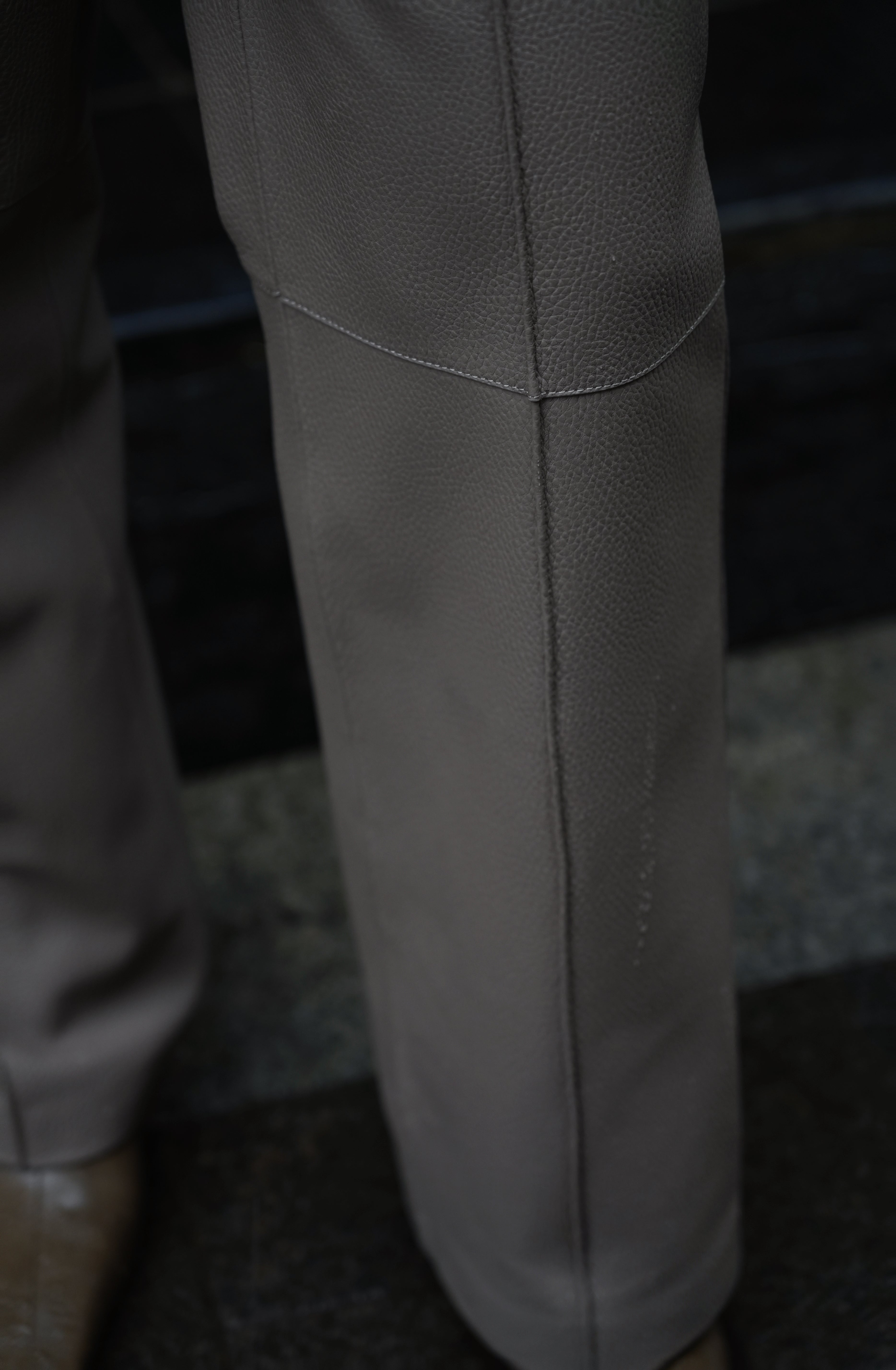 Mandarin Collar Crop Leather Jacket & Pants Set