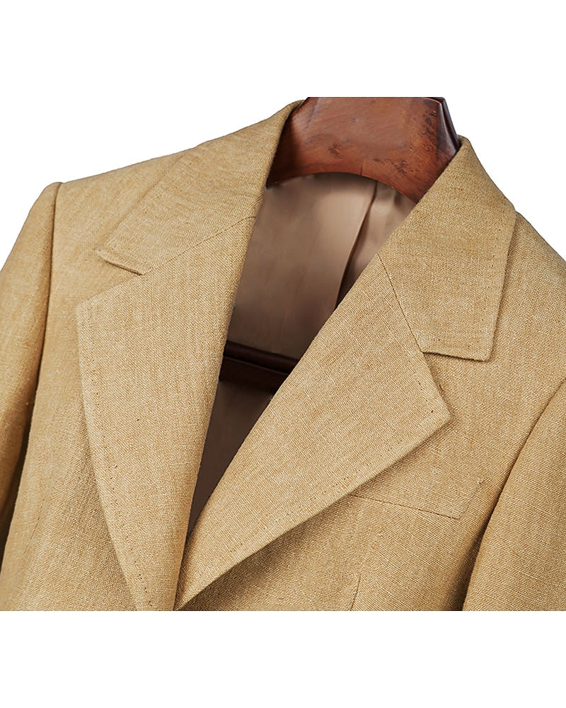 Butter Yellow Linen Casual Blazer Suitpure