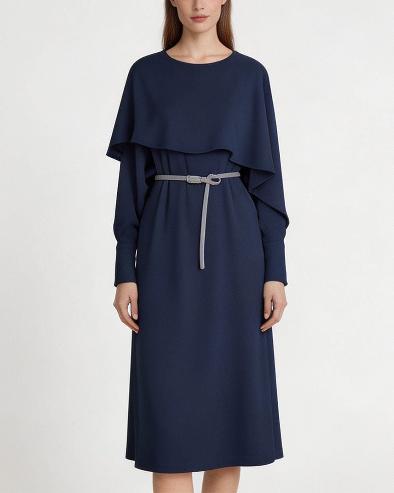 Off-Shoulder Cape Dress | Flowing Shawl Silhouette Suitpure
