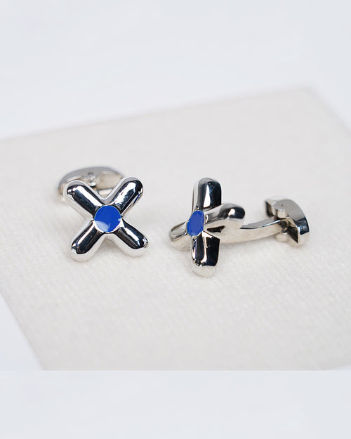 Chic Minimal X-Shape Cross Floral Cufflinks Suitpure