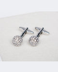 Luxury Pave Clear Rhinestone Ball Cufflinks Suitpure