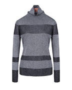Thick Wool Turtleneck with Horizontal Stripes