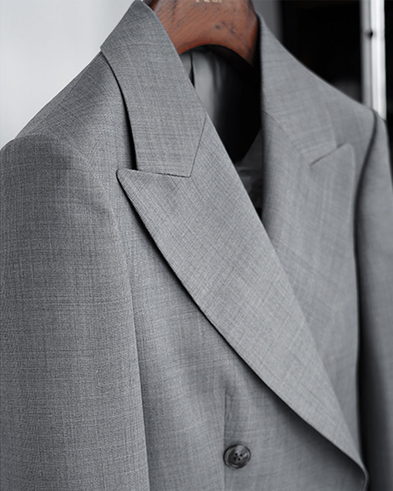 Premium Grey Shadow Stripe Blazer Suitpure