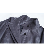 Cement Leather Trench with Clean Silhouette