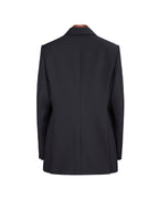 Black 100% Wool Cavalry Twill Double Breasted Blazer | 100% Wool