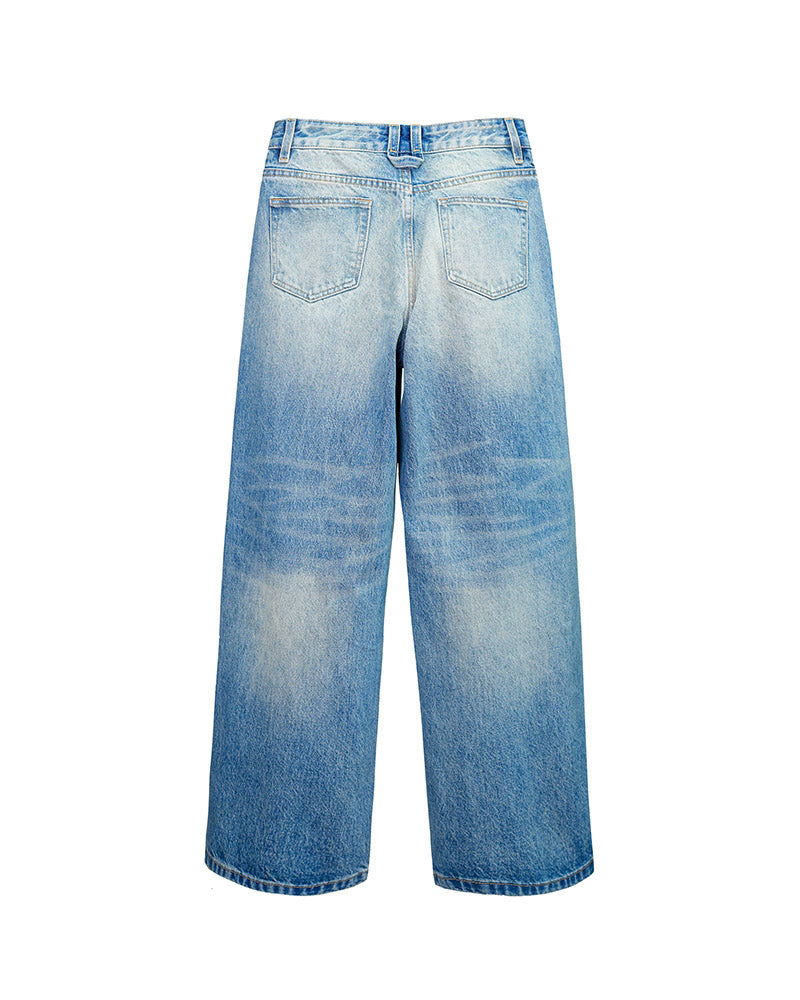 Vintage Wash Relaxed Jeans with Ripped Details Suitpure