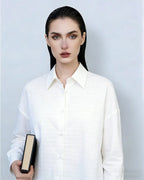 Relaxed Fit Drop Shoulder Shirt Jacket in Plaid Suitpure