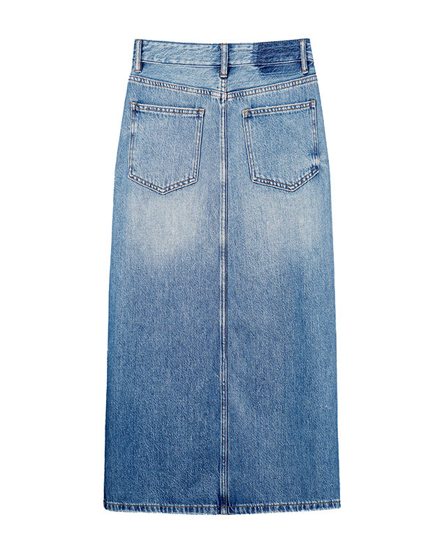 Classic Denim Shift Dress in Vintage Blue