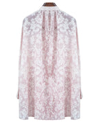 Pink Floral Stand Collar Blouse Suitpure