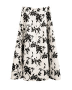 Cotton Linen Blend A-Line Skirt with Jacquard Pattern Suitpure