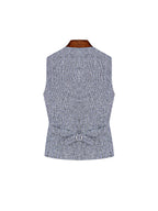 Black White Houndstooth Slub Linen Adjustable Vest Suitpure