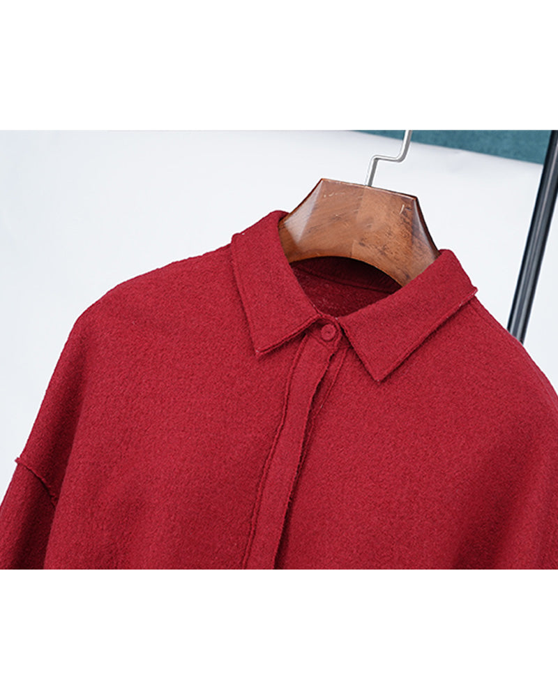 Relaxed Fit Knit Top in Bold Red