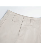 Khaki Continuous Waistband Curved Leg Trousers Suitpure