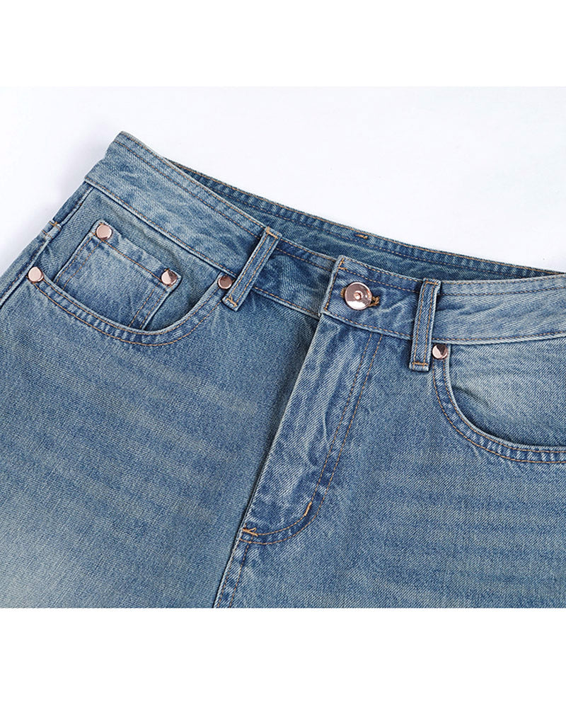 Light Blue Cropped Jeans Suitpure