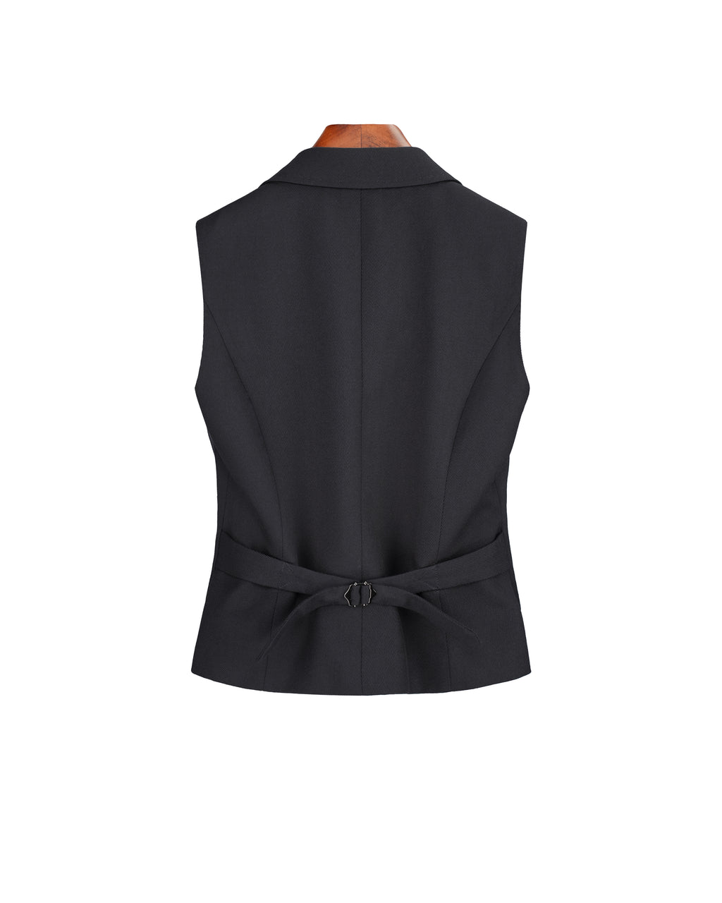 Fitted Rounded Collar Wool Cavalry Twill Vest| 100% Wool（副本）