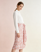 Viscose High Waist Bow Tie Ruffle Layered A Line Skirt