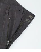 Dark Brown Wide Stripe Wool High-Rise Easy Wide-Leg Pants Suitpure