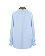 Women's Mandarin Collar Popover Shirt | 60% Cotton 20% Tencel 20% Bamboo Fiber Light Blue Micro Check Blouse